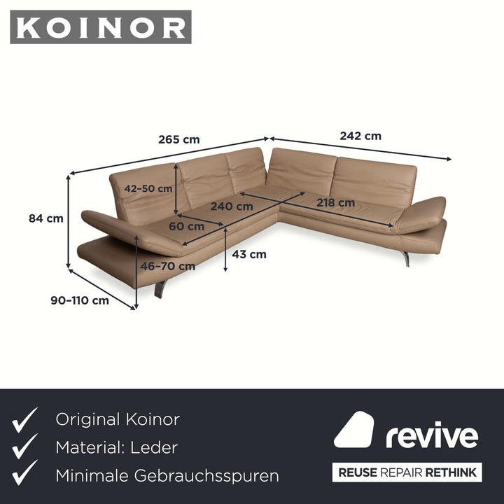 Koinor Leder Ecksofa Creme Beige manuelle Funktion Sofa Couch