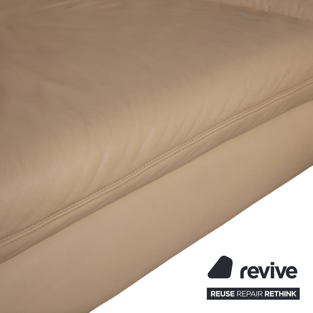 Koinor Leder Ecksofa Creme Beige manuelle Funktion Sofa Couch