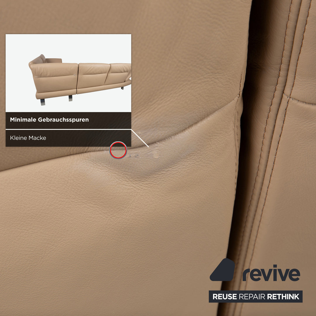 Koinor Leder Ecksofa Creme Beige manuelle Funktion Sofa Couch