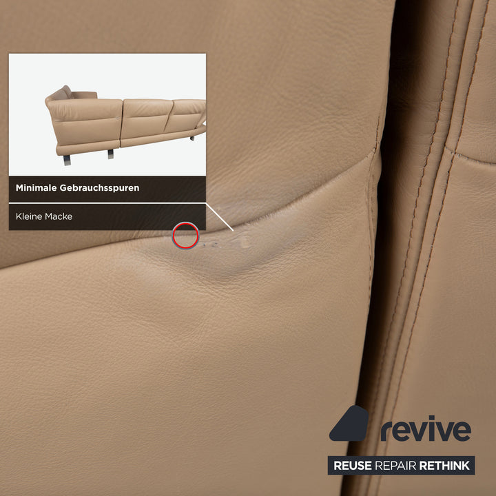 Koinor Leder Ecksofa Creme Beige manuelle Funktion Sofa Couch