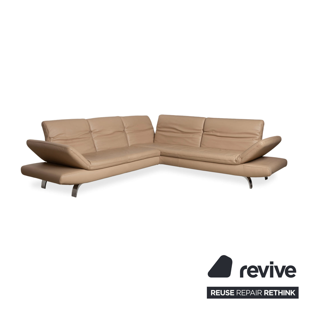 Koinor Leder Ecksofa Creme Beige manuelle Funktion Sofa Couch
