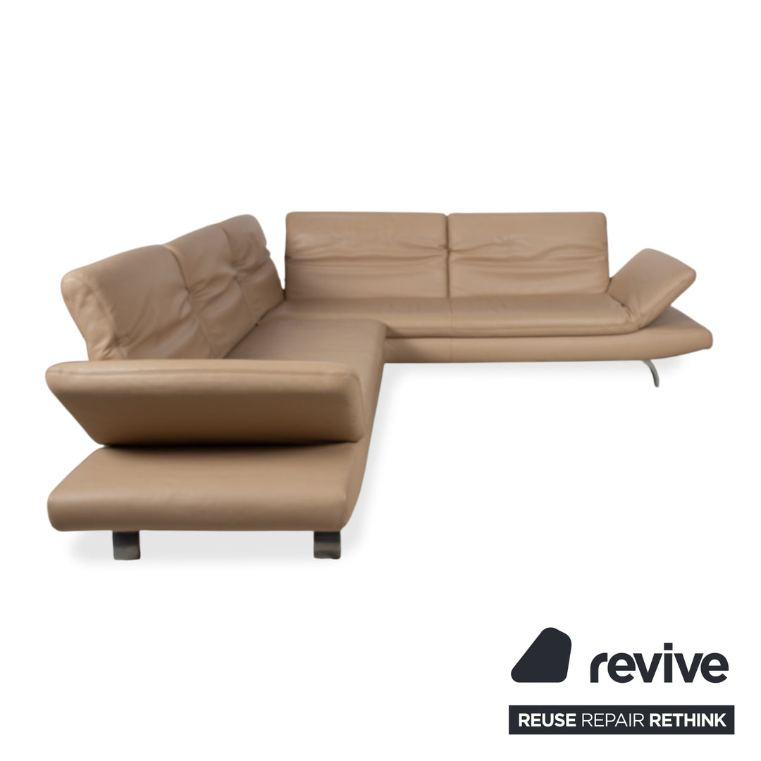 Koinor Leder Ecksofa Creme Beige manuelle Funktion Sofa Couch