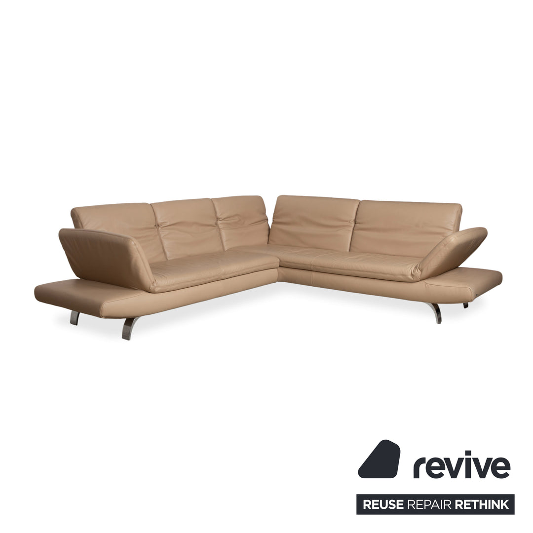 Koinor Leder Ecksofa Creme Beige manuelle Funktion Sofa Couch