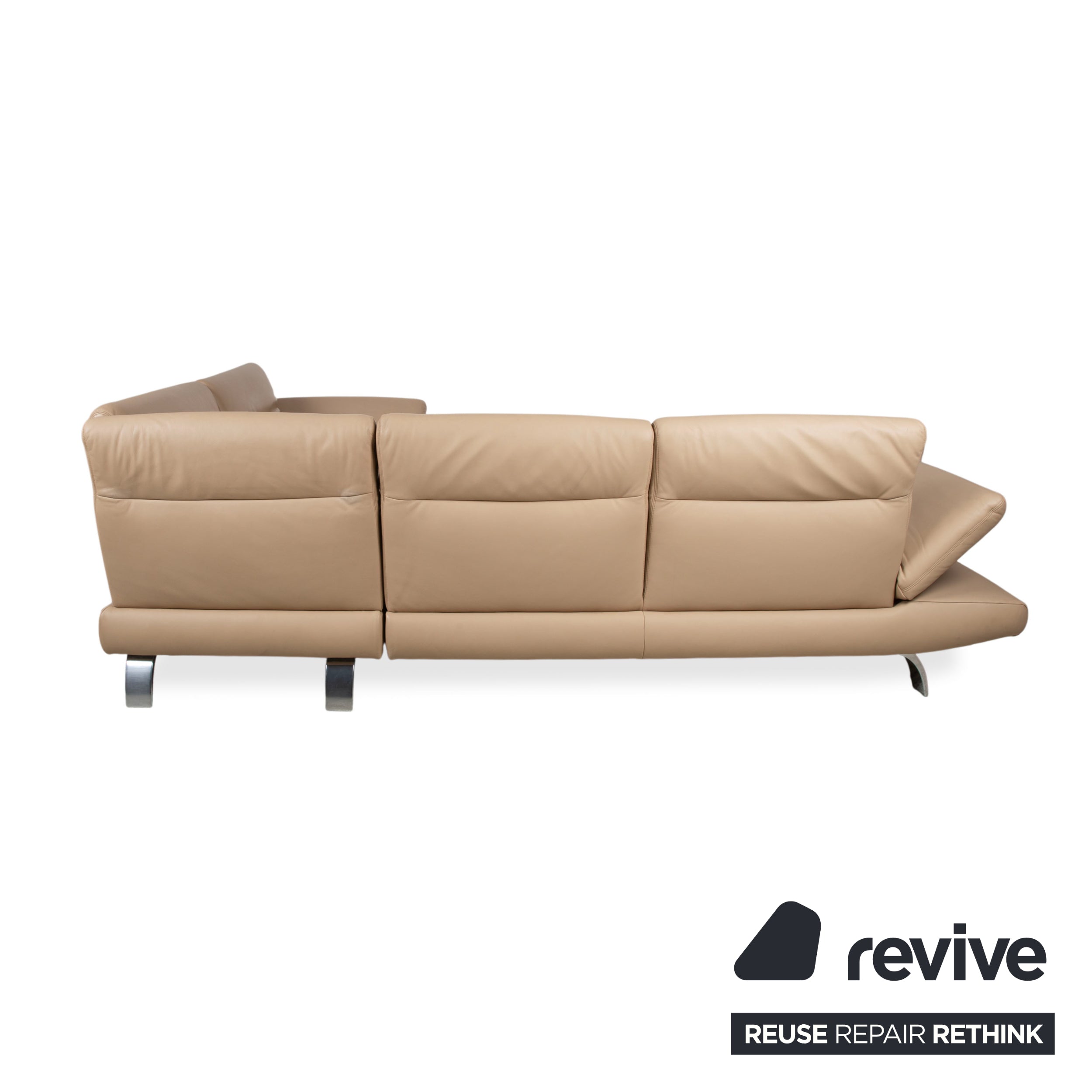 Koinor Leder Ecksofa Creme Beige manuelle Funktion Sofa Couch