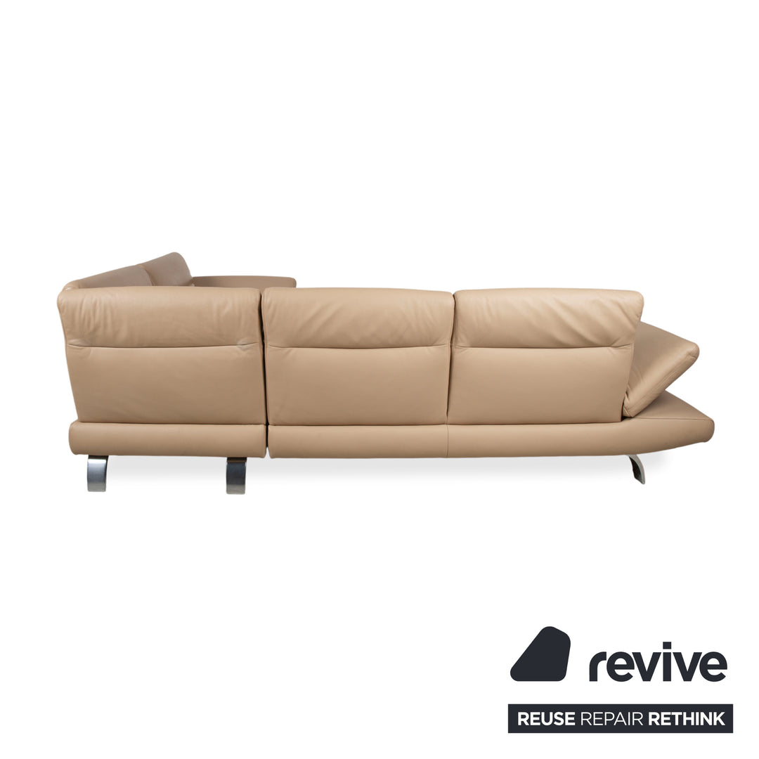 Koinor Leder Ecksofa Creme Beige manuelle Funktion Sofa Couch