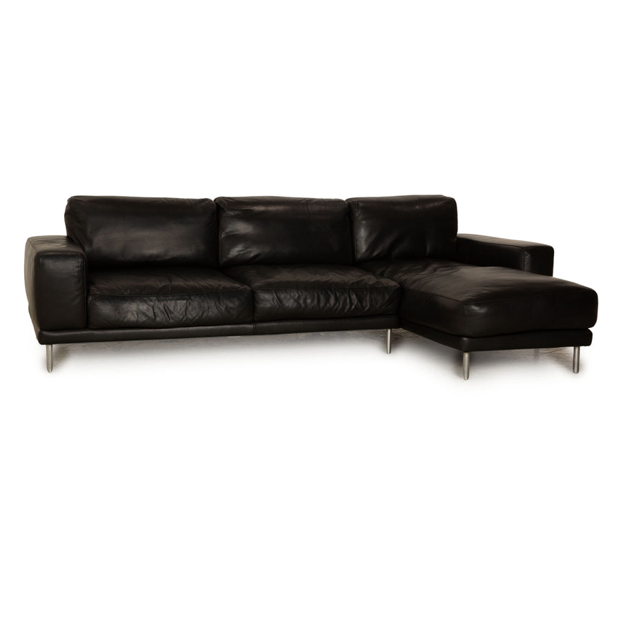 Koinor canapé d'angle en cuir noir récamière canapé droit