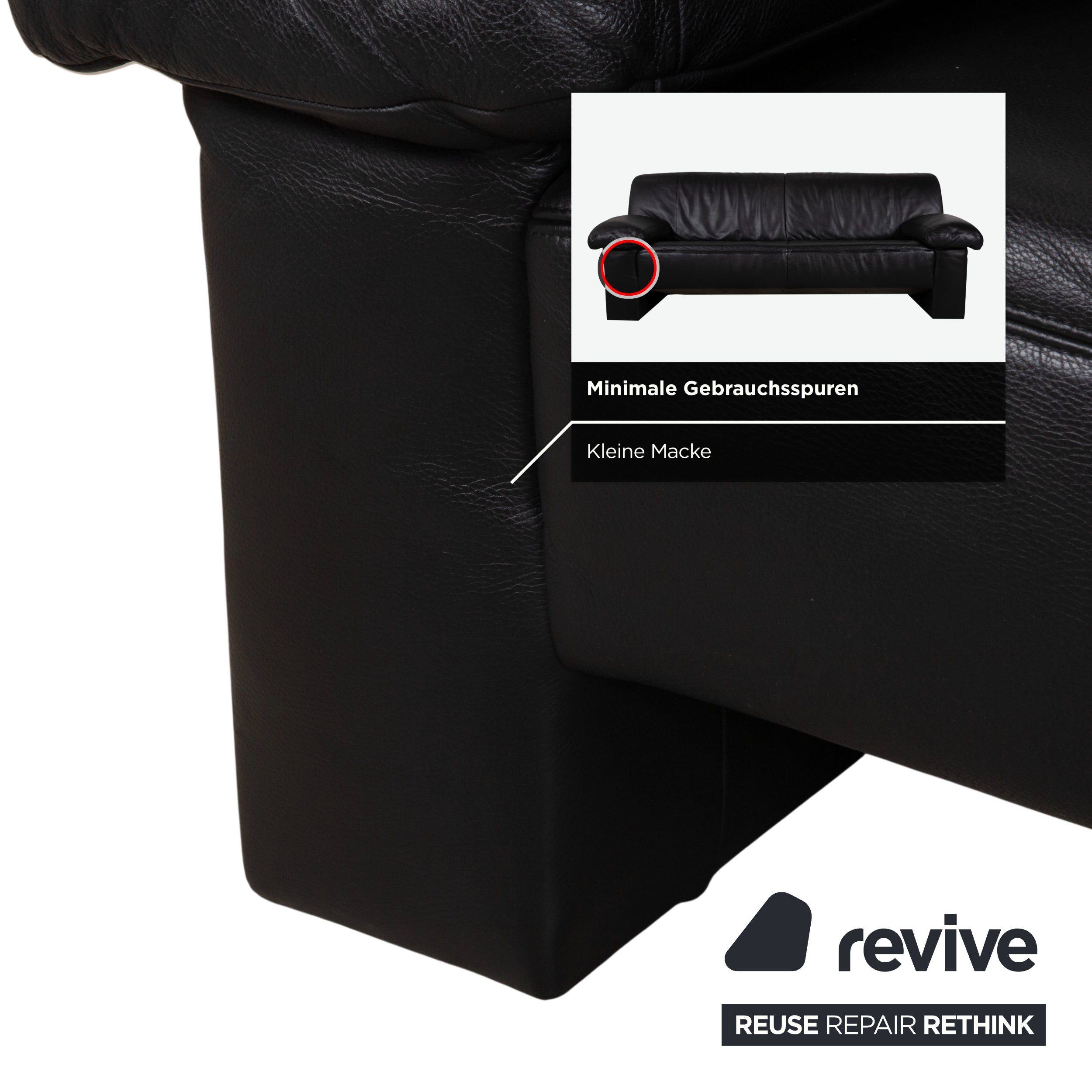 Koinor Leather Suite Three-seater Two-seater Black Sofa Couch