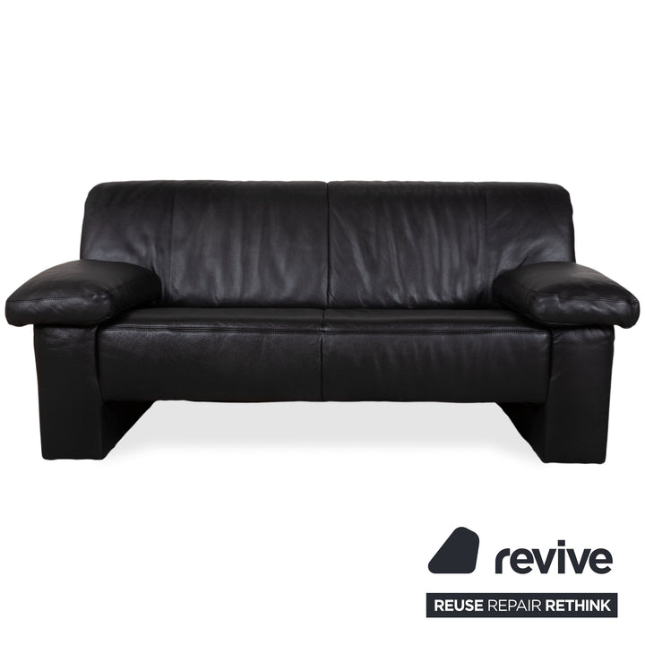 Koinor Leather Suite Three-seater Two-seater Black Sofa Couch