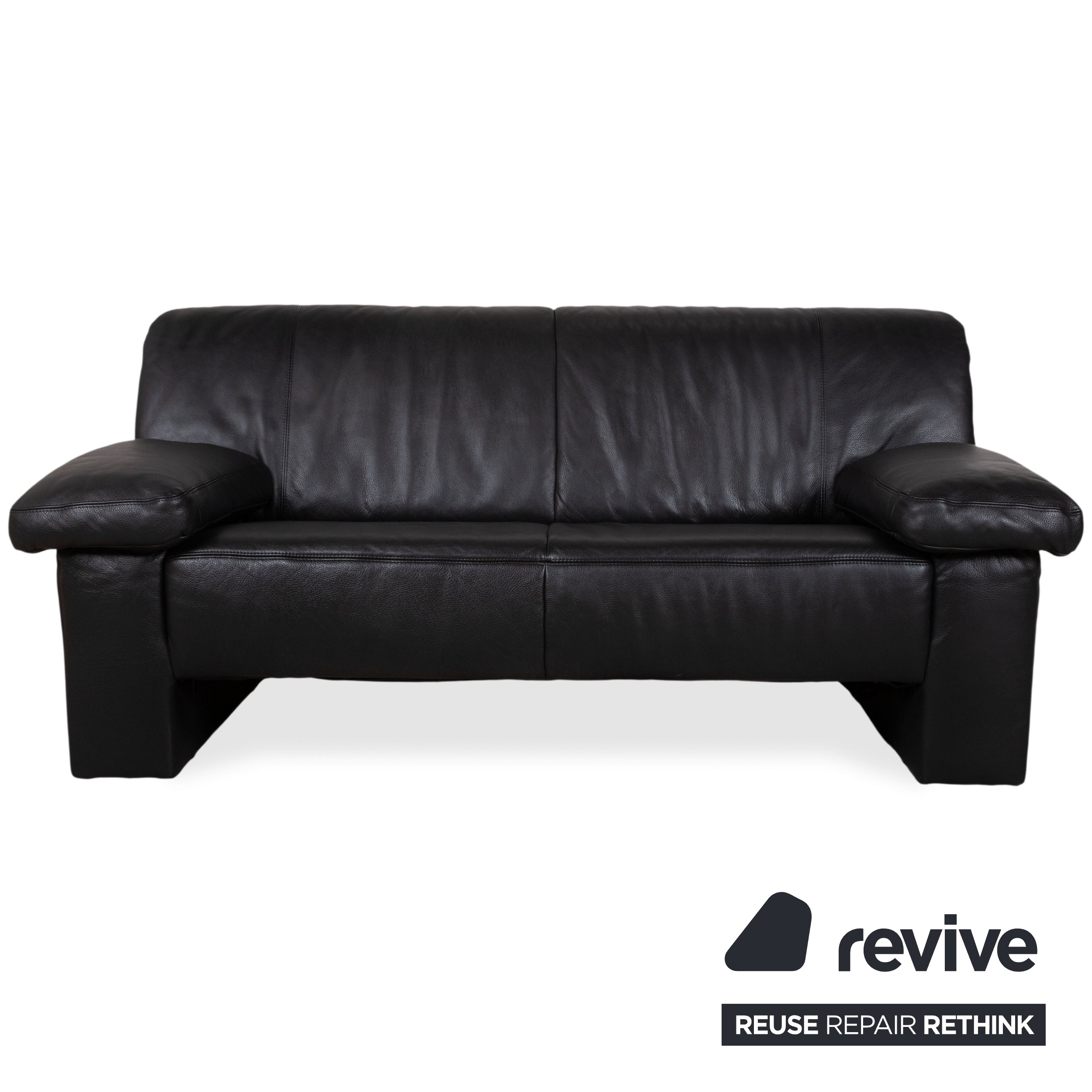 Koinor Leather Suite Three-seater Two-seater Black Sofa Couch