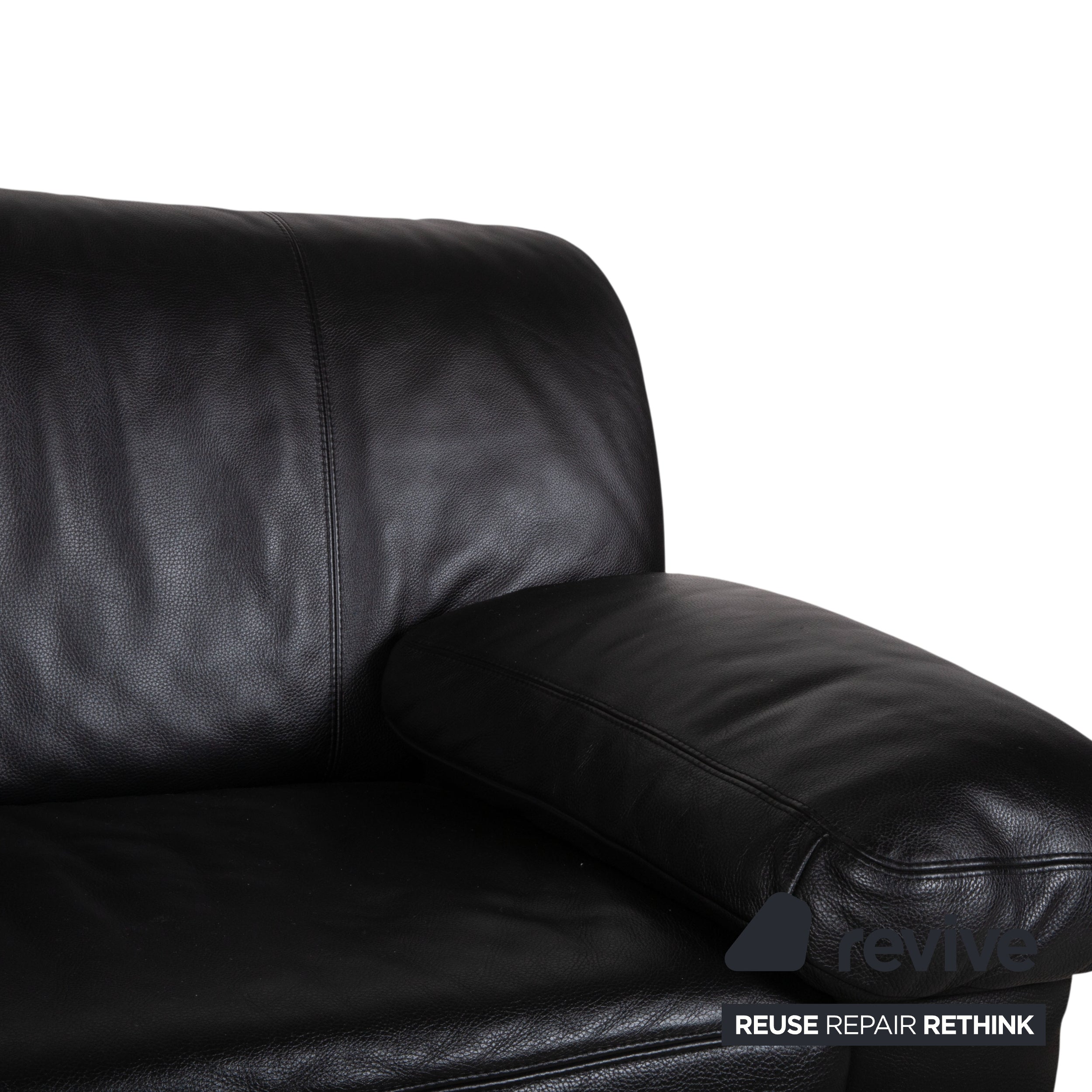 Koinor Leather Suite Three-seater Two-seater Black Sofa Couch