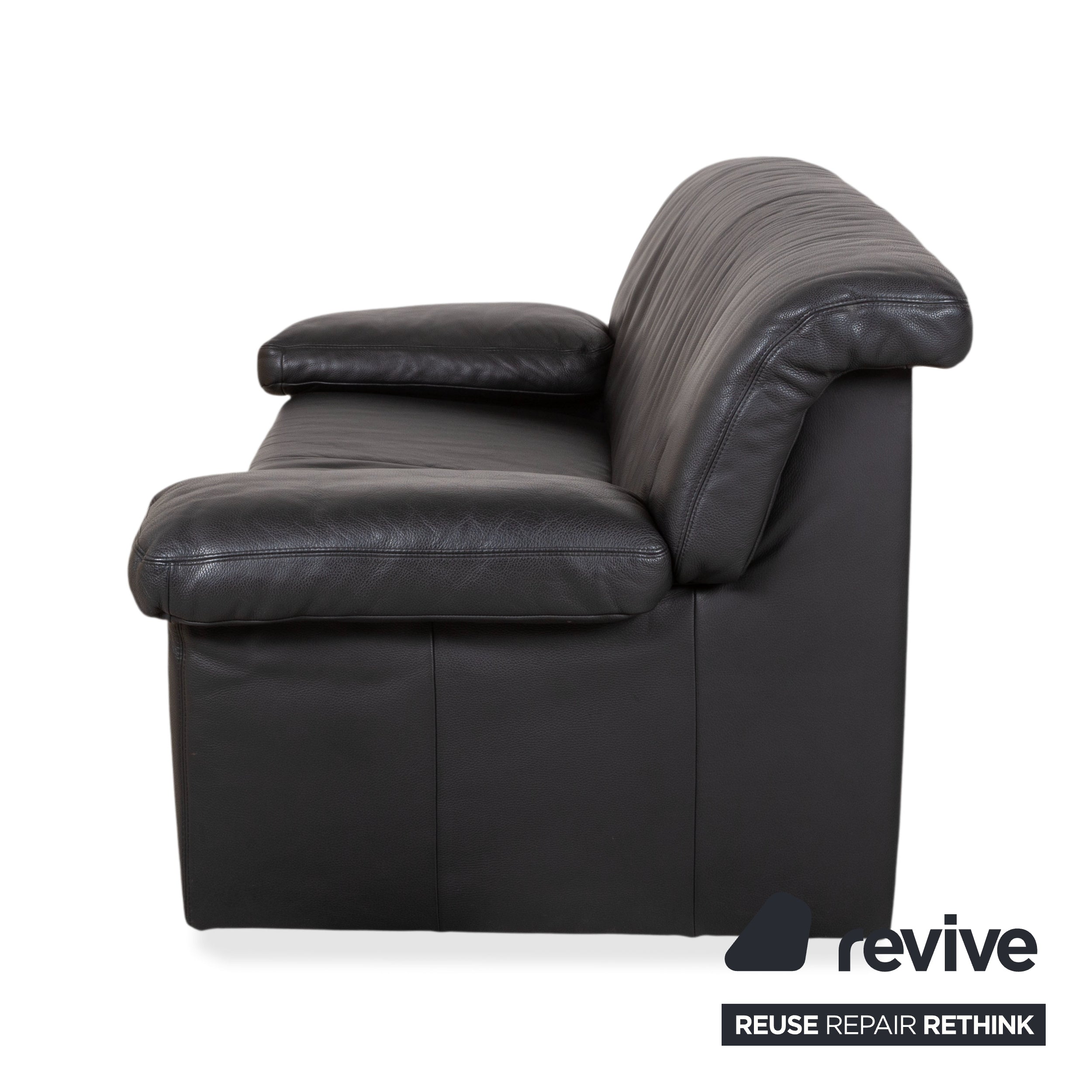 Koinor Leather Suite Three-seater Two-seater Black Sofa Couch