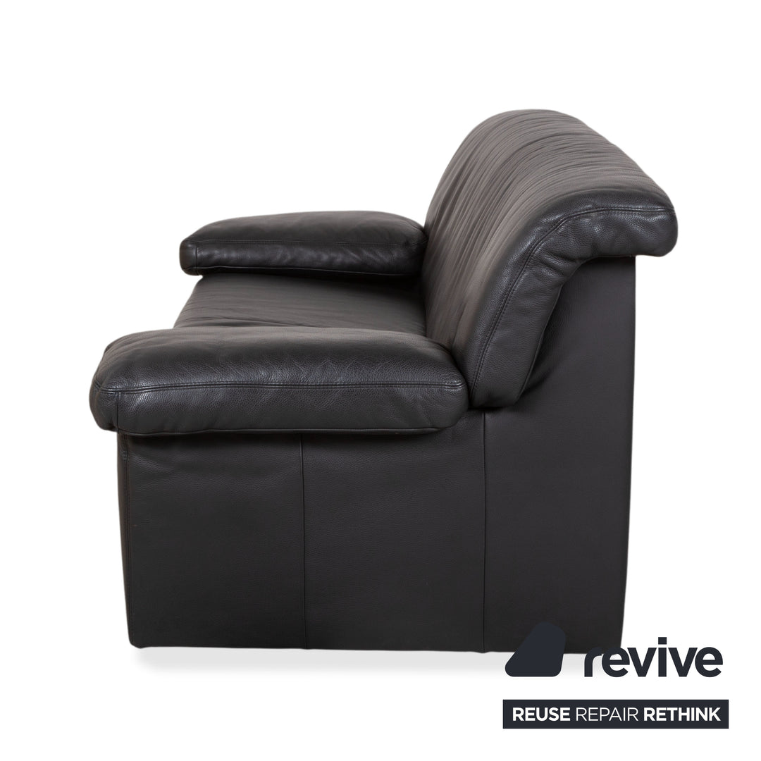 Koinor Leather Suite Three-seater Two-seater Black Sofa Couch