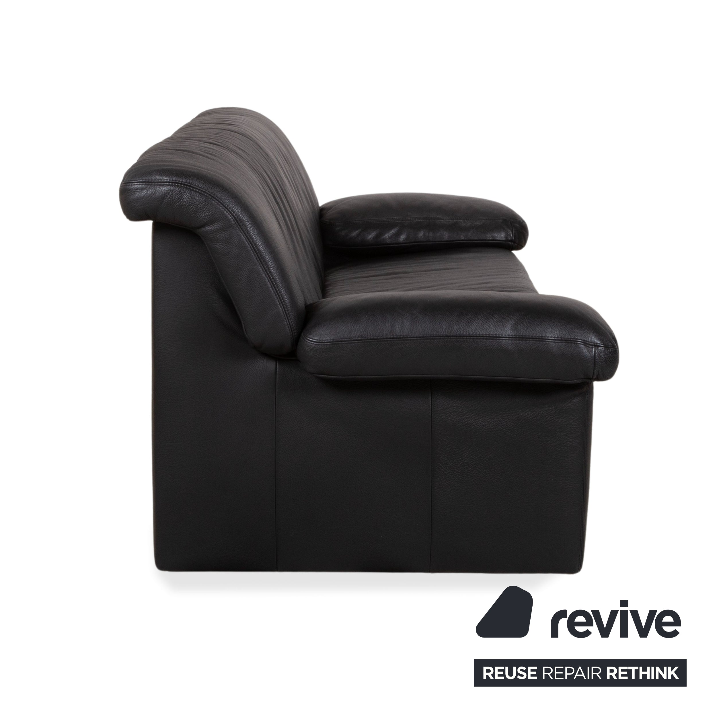 Koinor Leather Suite Three-seater Two-seater Black Sofa Couch