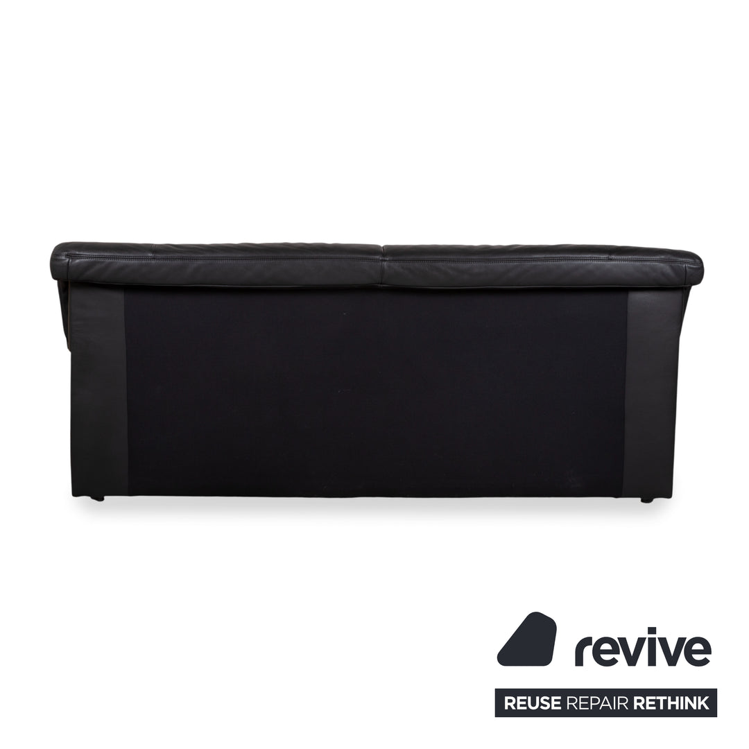 Koinor Leather Suite Three-seater Two-seater Black Sofa Couch