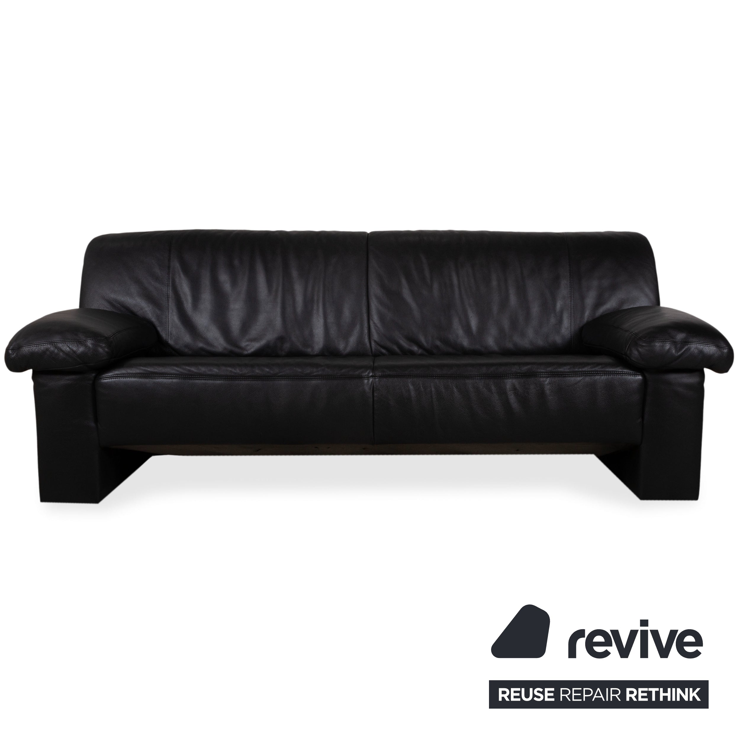 Koinor Leather Suite Three-seater Two-seater Black Sofa Couch