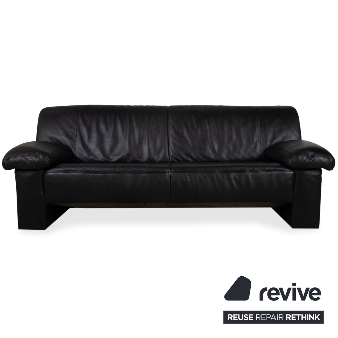 Koinor Leather Suite Three-seater Two-seater Black Sofa Couch
