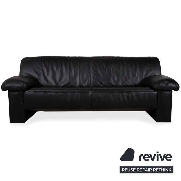 Koinor Leather Suite Three-seater Two-seater Black Sofa Couch