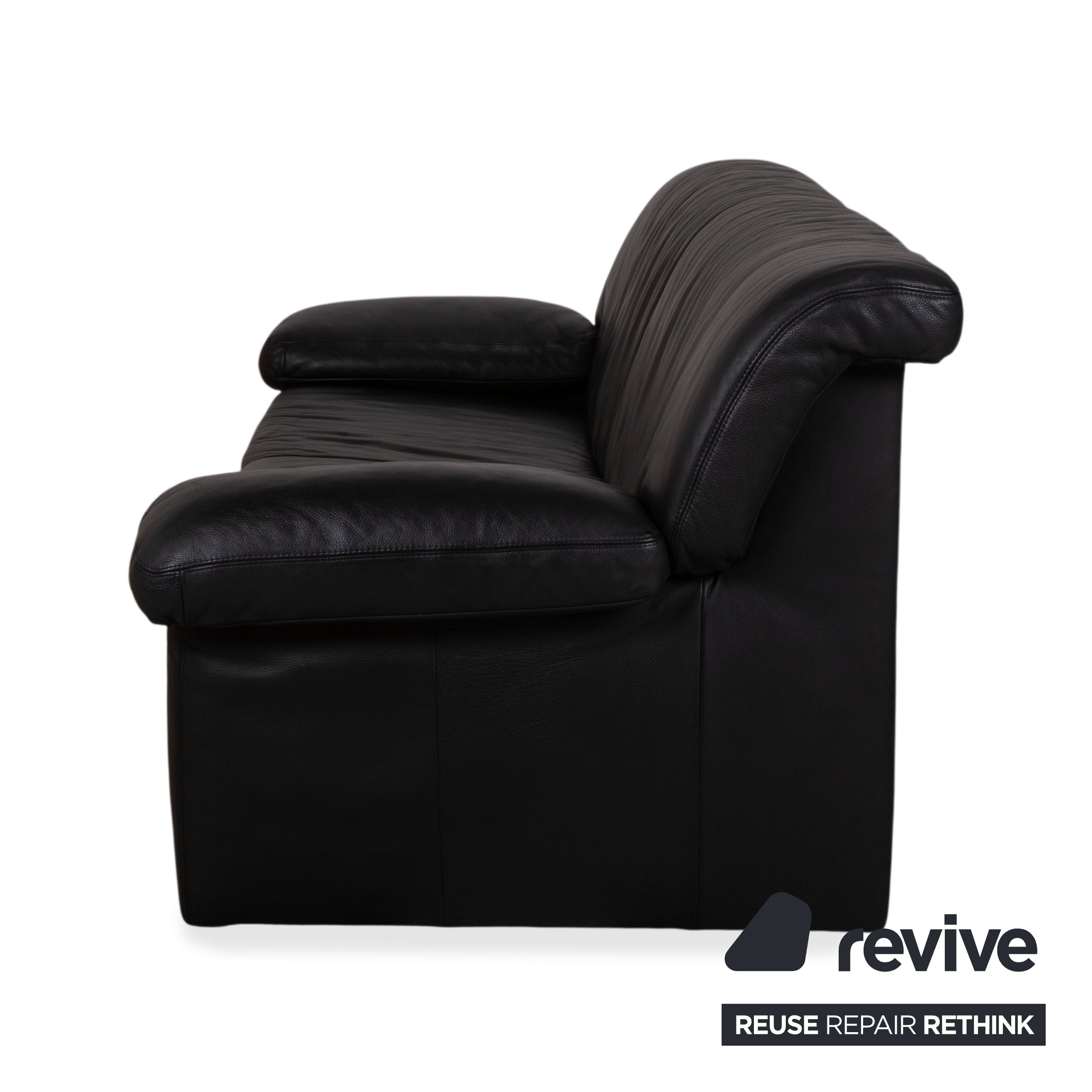 Koinor Leather Suite Three-seater Two-seater Black Sofa Couch