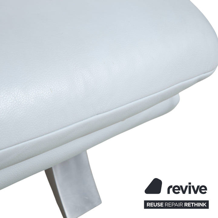 Koinor Leder Hocker Blau Grau Weiß