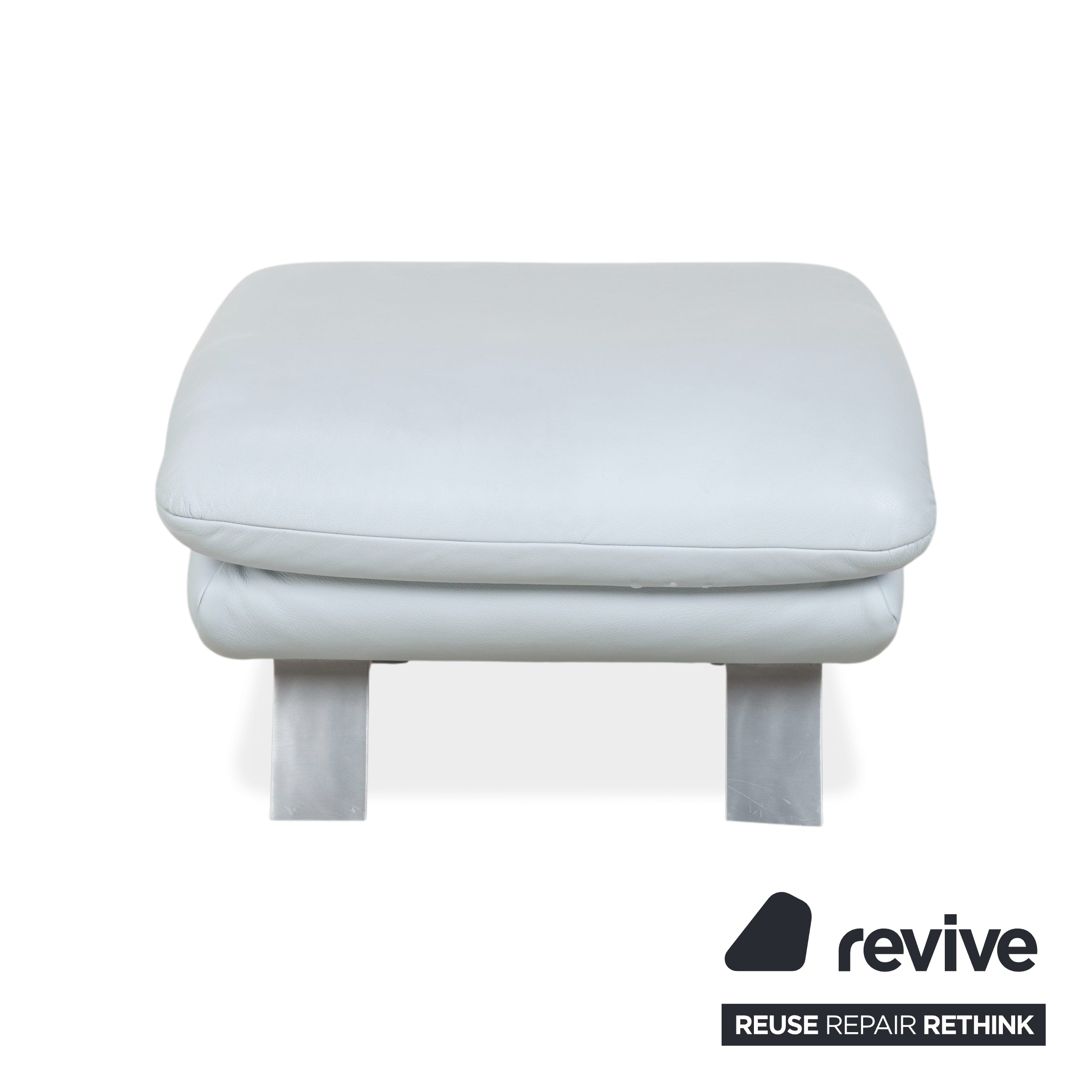 Koinor Leder Hocker Blau Grau Weiß