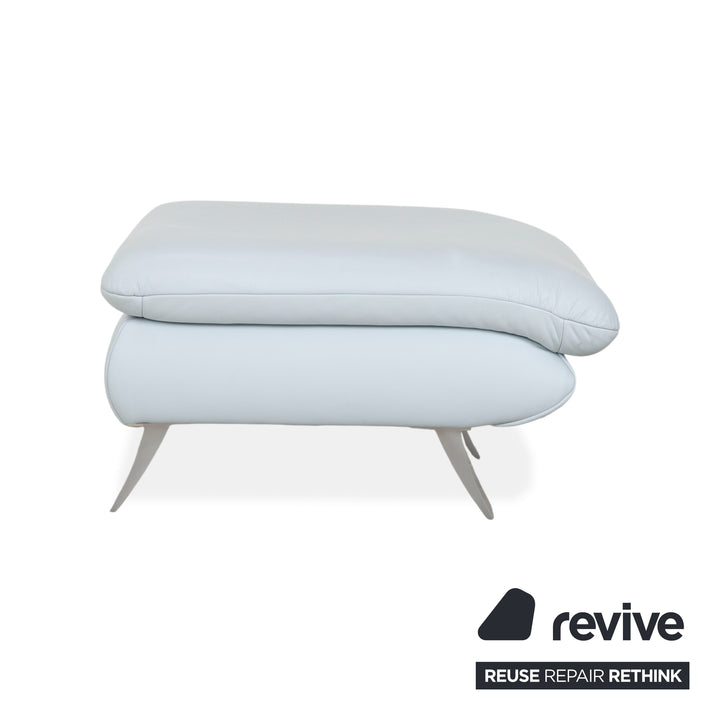 Koinor Leder Hocker Blau Grau Weiß