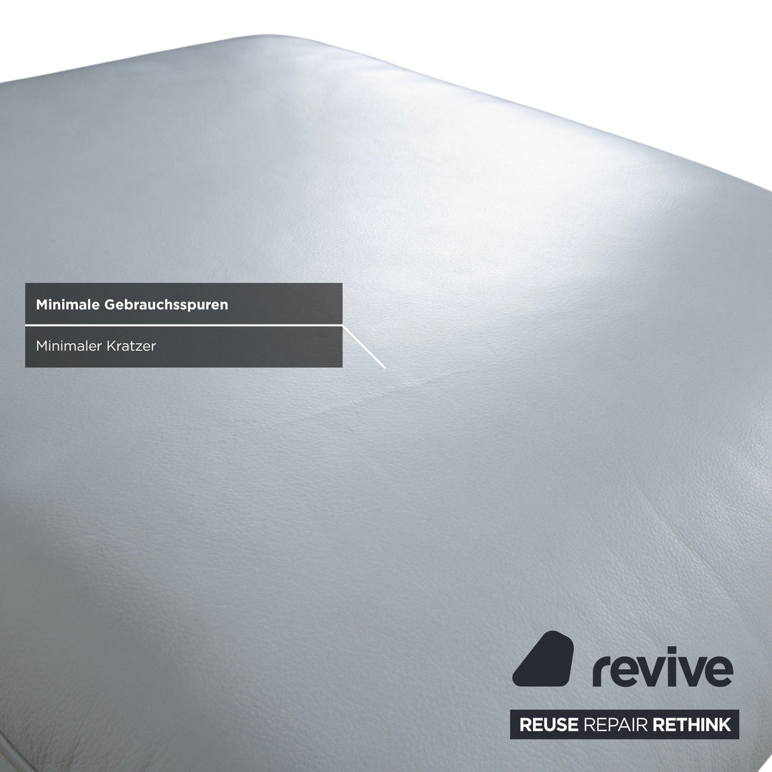 Koinor Leder Hocker Blau Grau Weiß