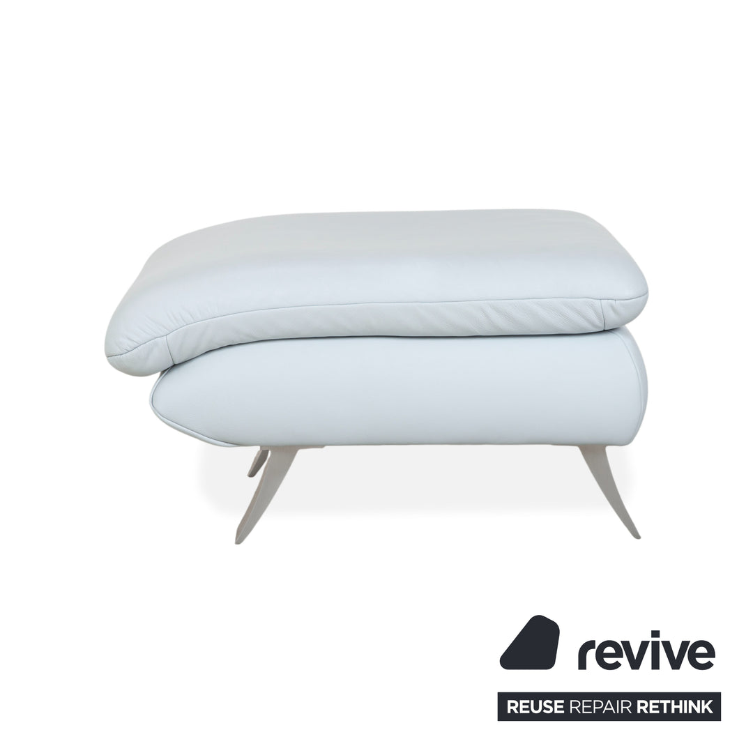 Koinor Leather Stool Blue Grey White