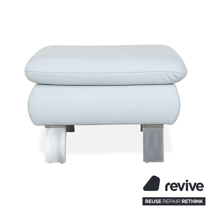 Koinor Leder Hocker Blau Grau Weiß