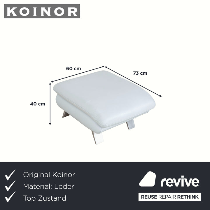 Koinor Leder Hocker Blau Grau Weiß
