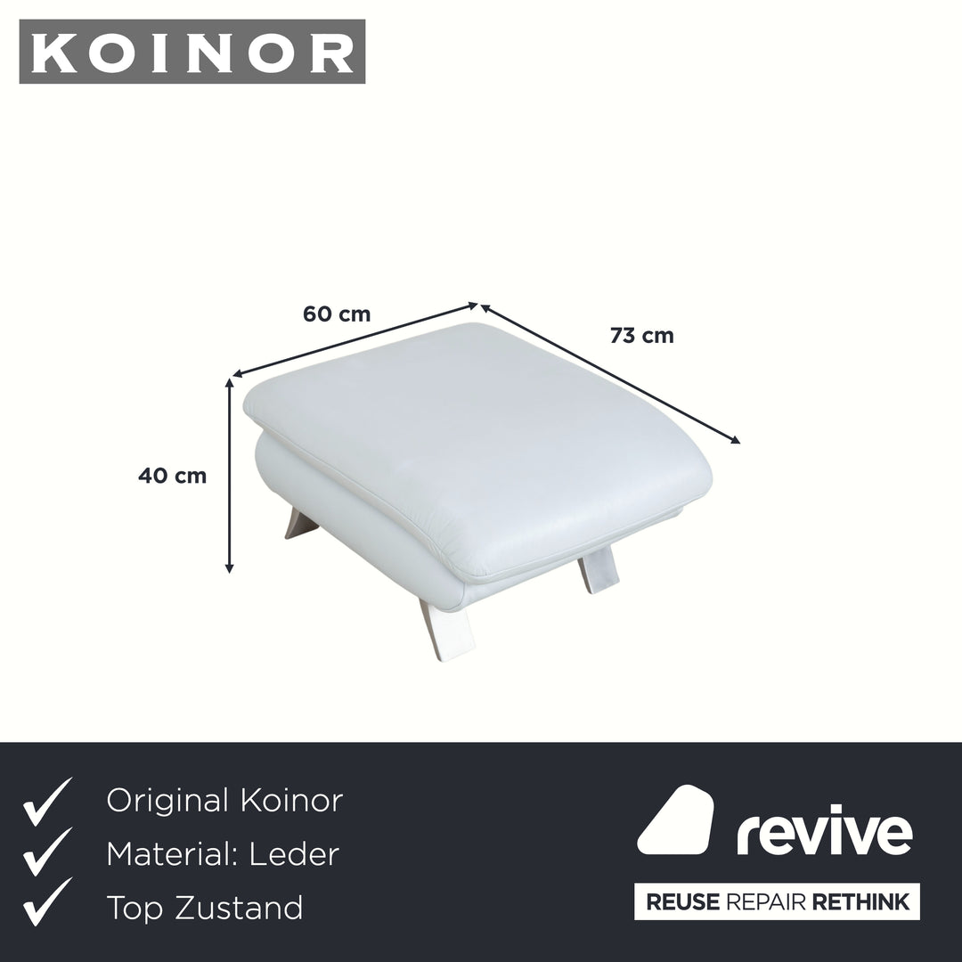 Koinor Leather Stool Blue Grey White