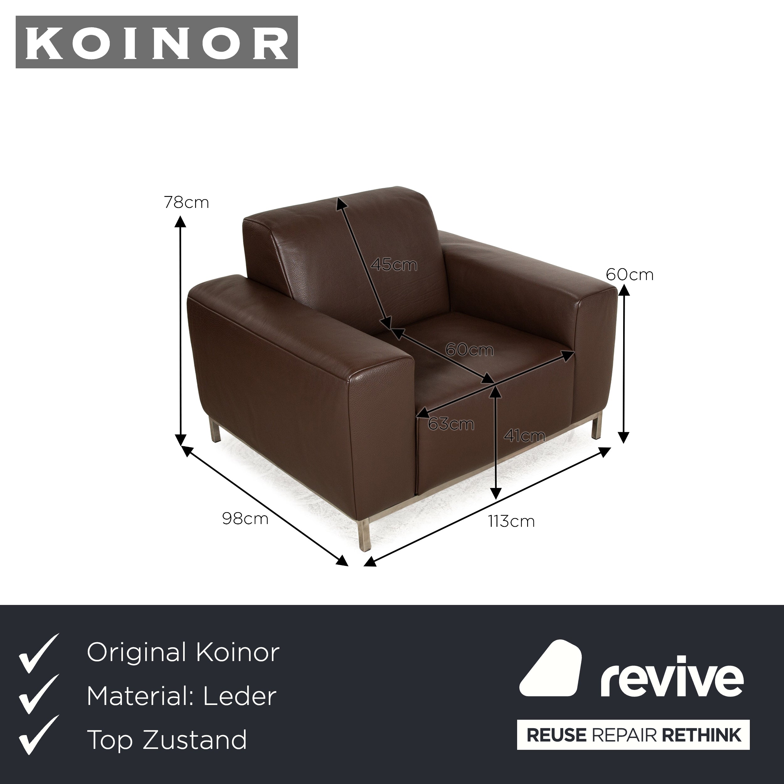 Koinor Leder Sessel Braun