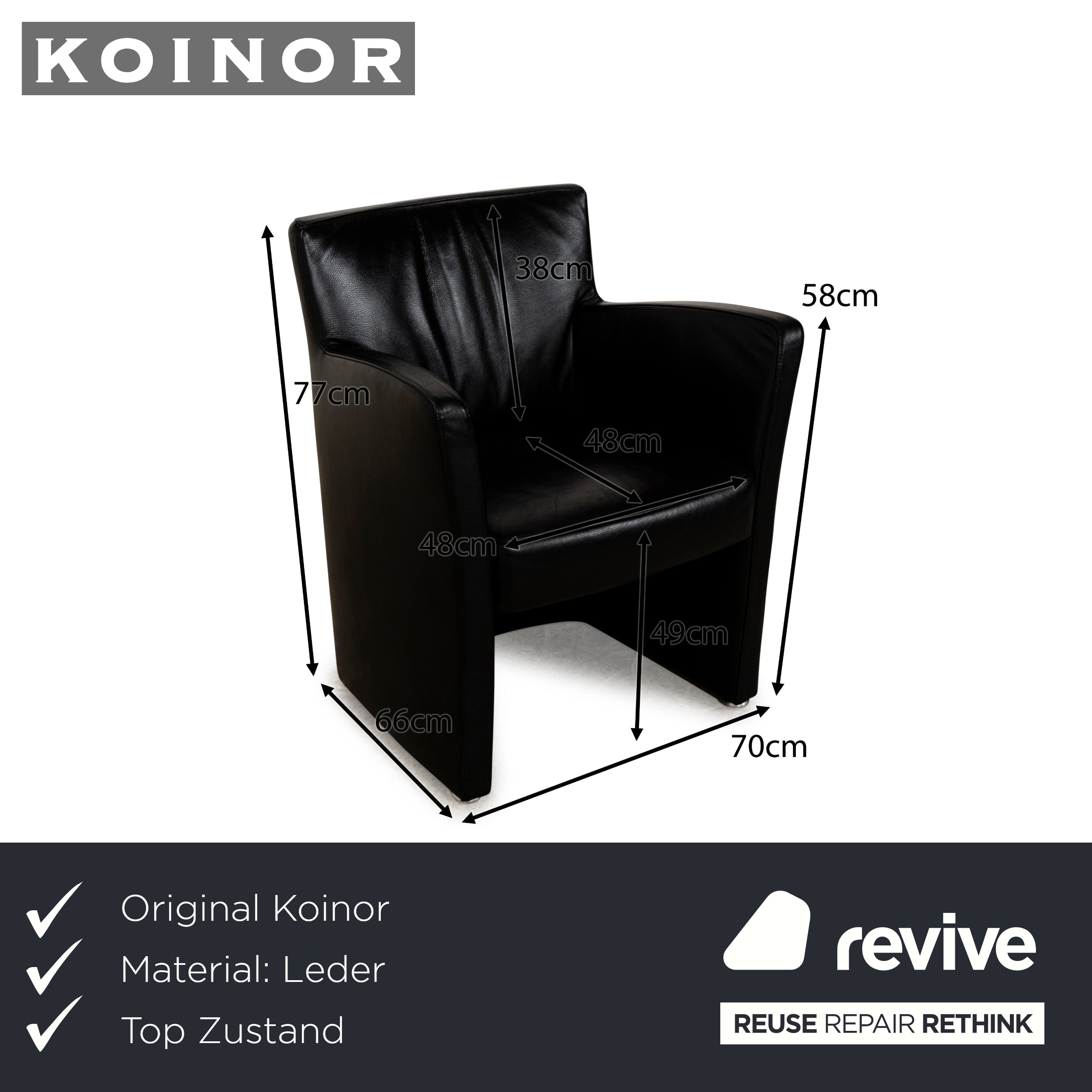 Koinor Leder Sessel Schwarz