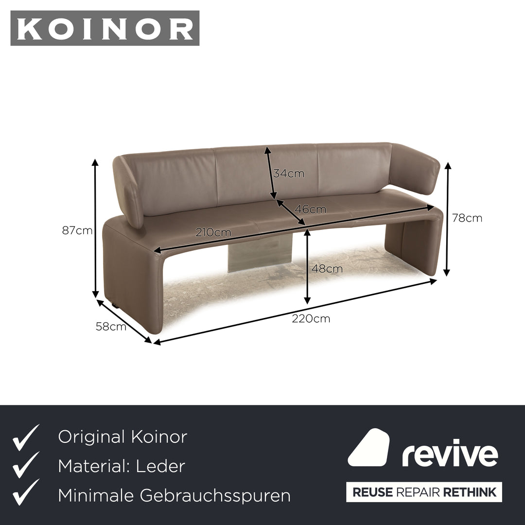 Banc en cuir Koinor gris salle à manger