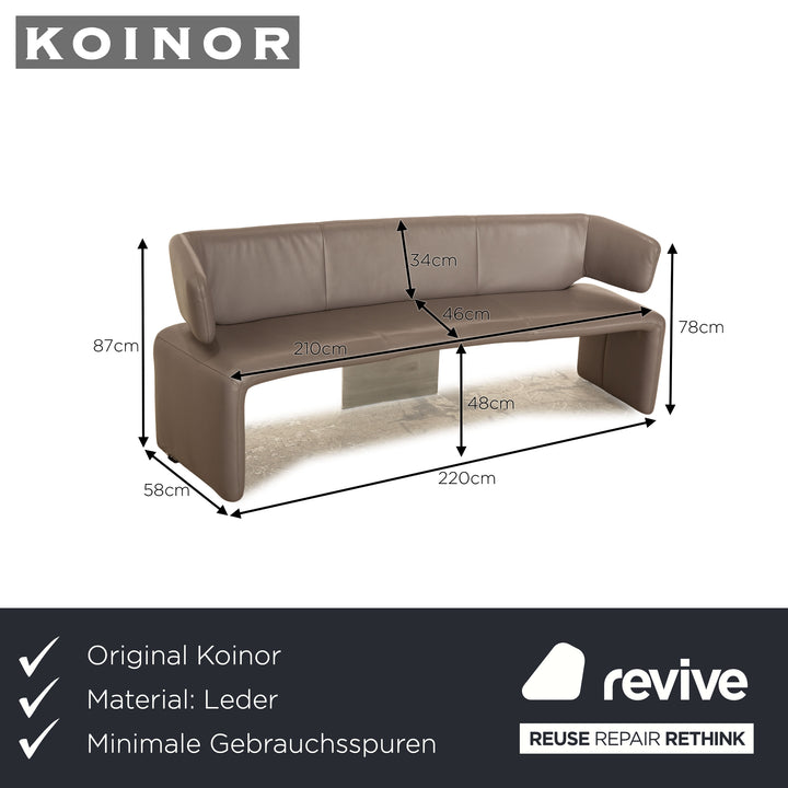 Banc en cuir Koinor gris salle à manger