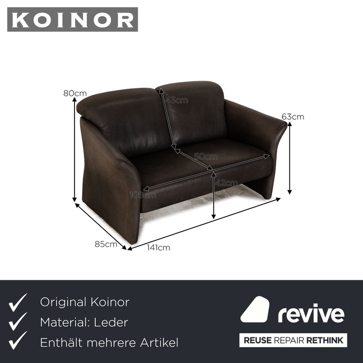 Koinor Leder Sofa Garnitur 2x Zweisitzer Anthrazit