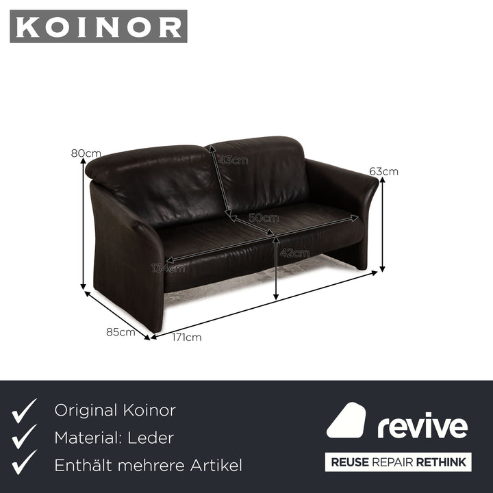 Koinor leather sofa set 2x two-seater anthracite