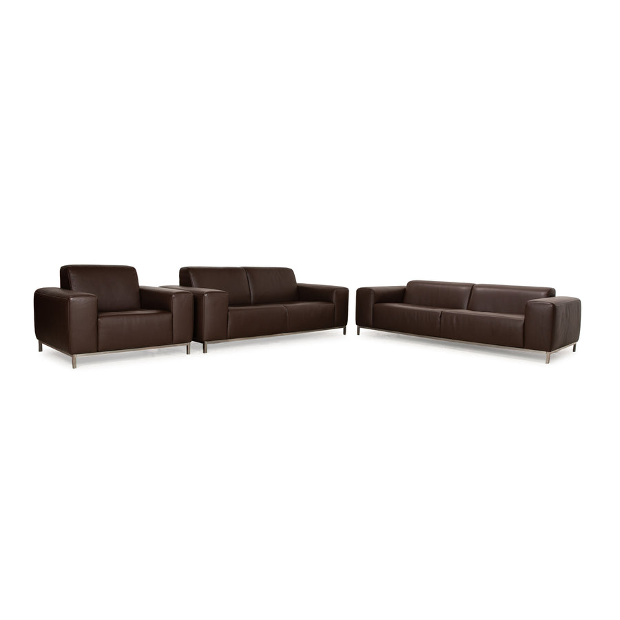 Koinor leather sofa set brown three-seater two-seater armchair couch