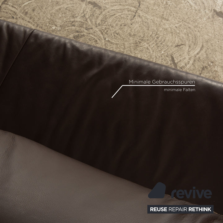 Koinor Leder Sofa Garnitur Braun Zweisitzer Sessel Hocker Dreisitzer manuelle Funktion Sofa Couch