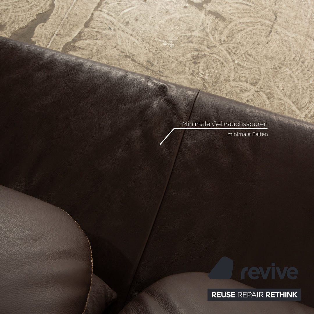 Koinor Leder Sofa Garnitur Braun Zweisitzer Sessel Hocker Dreisitzer manuelle Funktion Sofa Couch