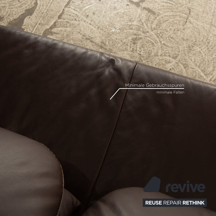 Koinor Leder Sofa Garnitur Braun Zweisitzer Sessel Hocker Dreisitzer manuelle Funktion Sofa Couch