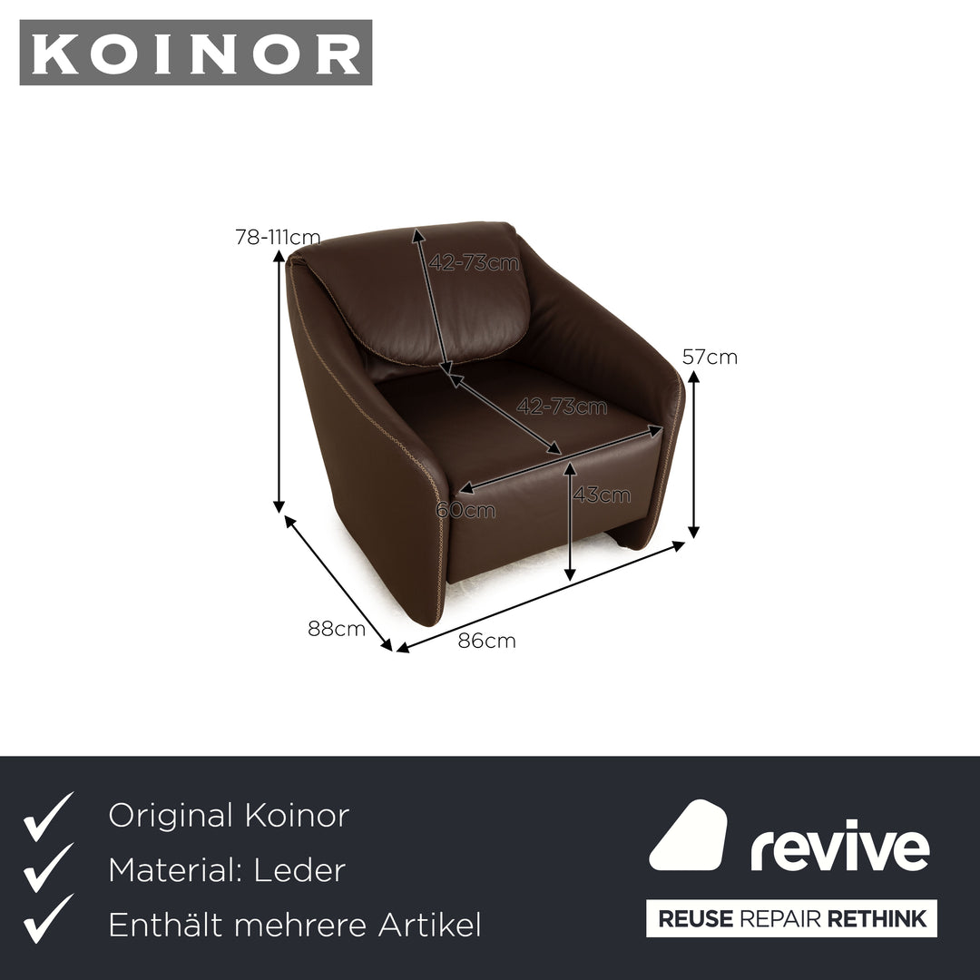 Koinor Leder Sofa Garnitur Braun Zweisitzer Sessel Hocker Dreisitzer manuelle Funktion Sofa Couch