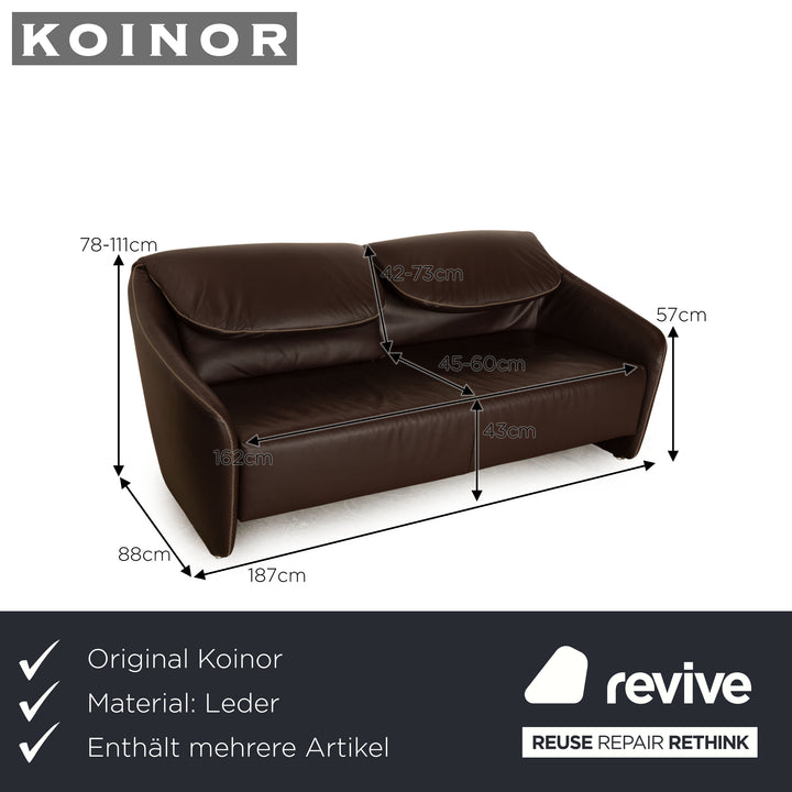 Koinor Leder Sofa Garnitur Braun Zweisitzer Sessel Hocker Dreisitzer manuelle Funktion Sofa Couch