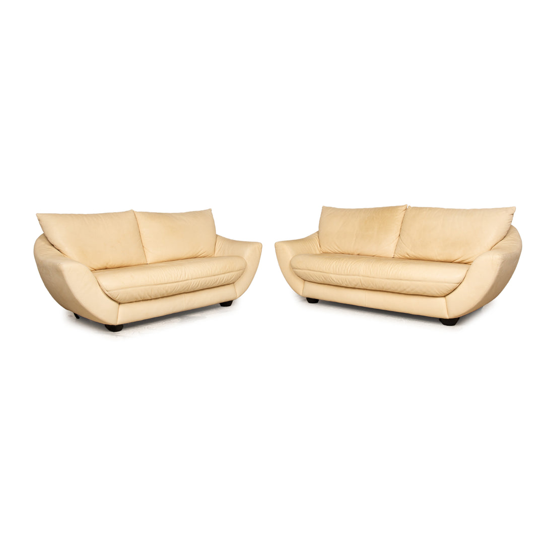 Koinor leather sofa set cream three-seater two-seater couch