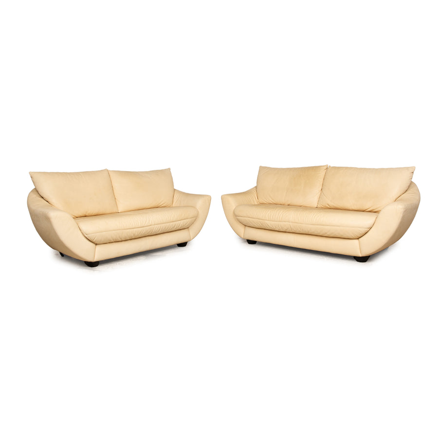 Koinor leather sofa set cream three-seater two-seater couch