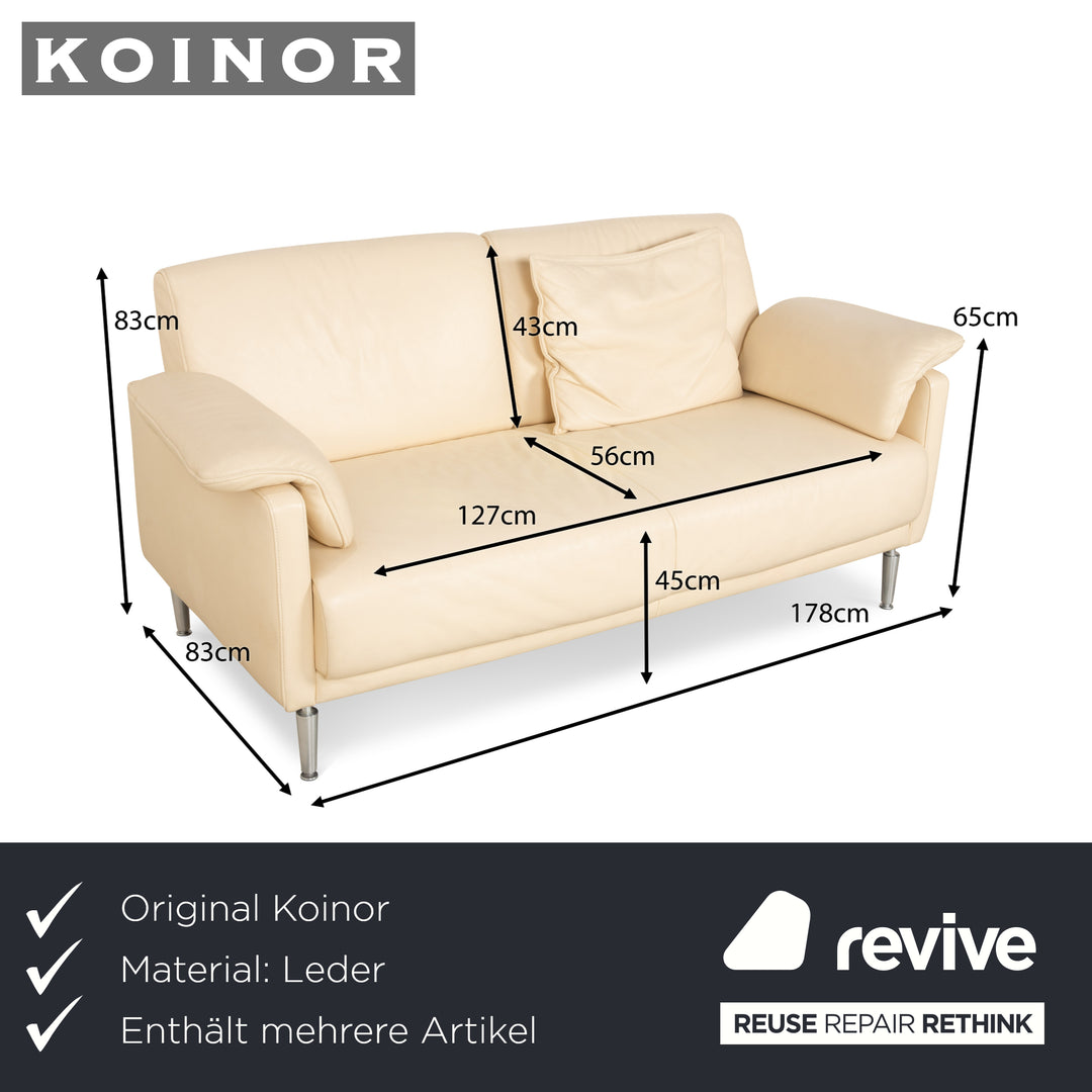 Koinor Leder Sofa Garnitur Creme Dreisitzer ZweisitzerCouch Kopfstütze