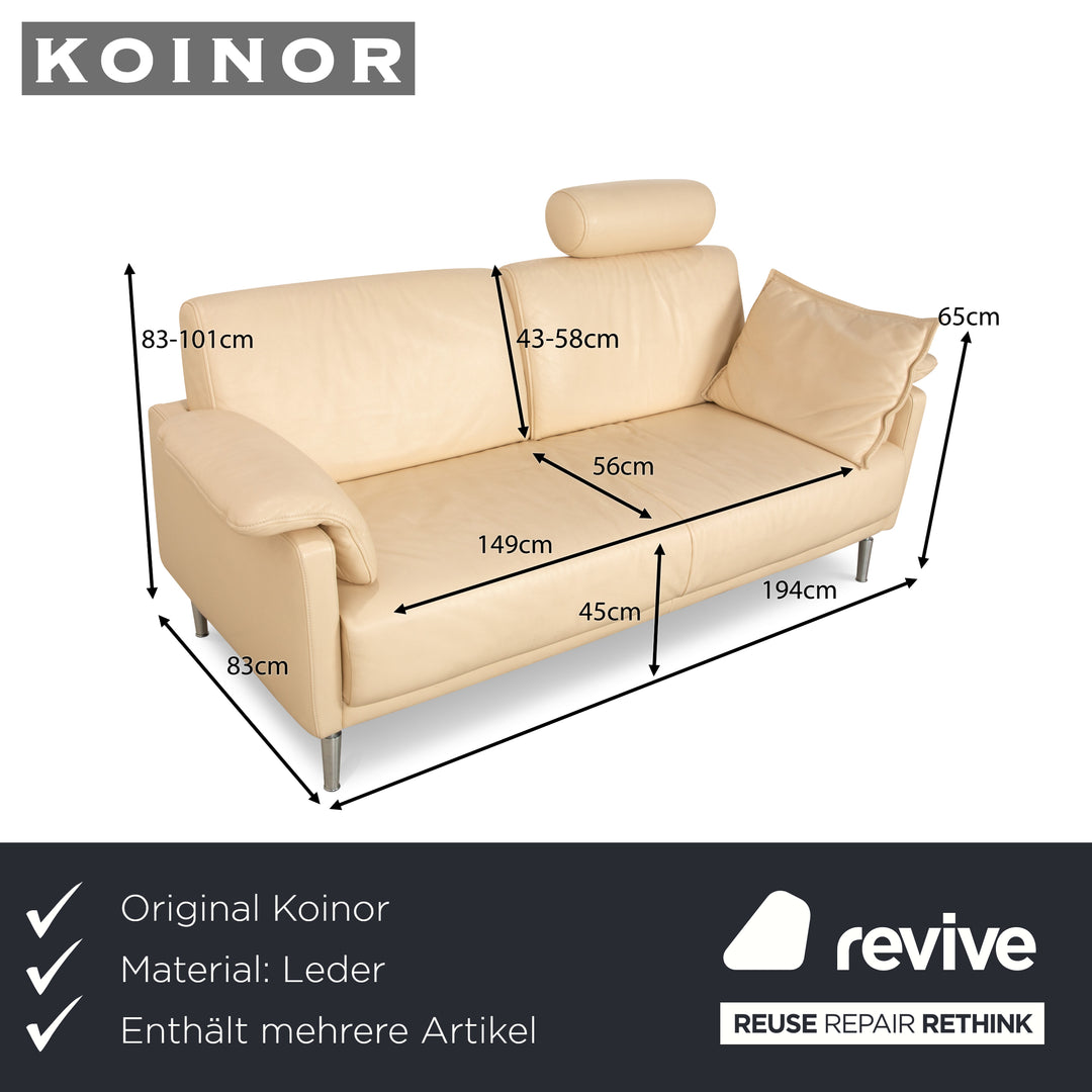 Koinor Leder Sofa Garnitur Creme Dreisitzer ZweisitzerCouch Kopfstütze