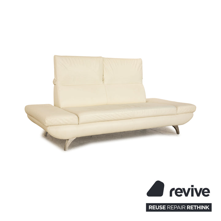 Koinor Leder Sofa Garnitur Creme manuelle Funktion 2x Zweisitzer Couch