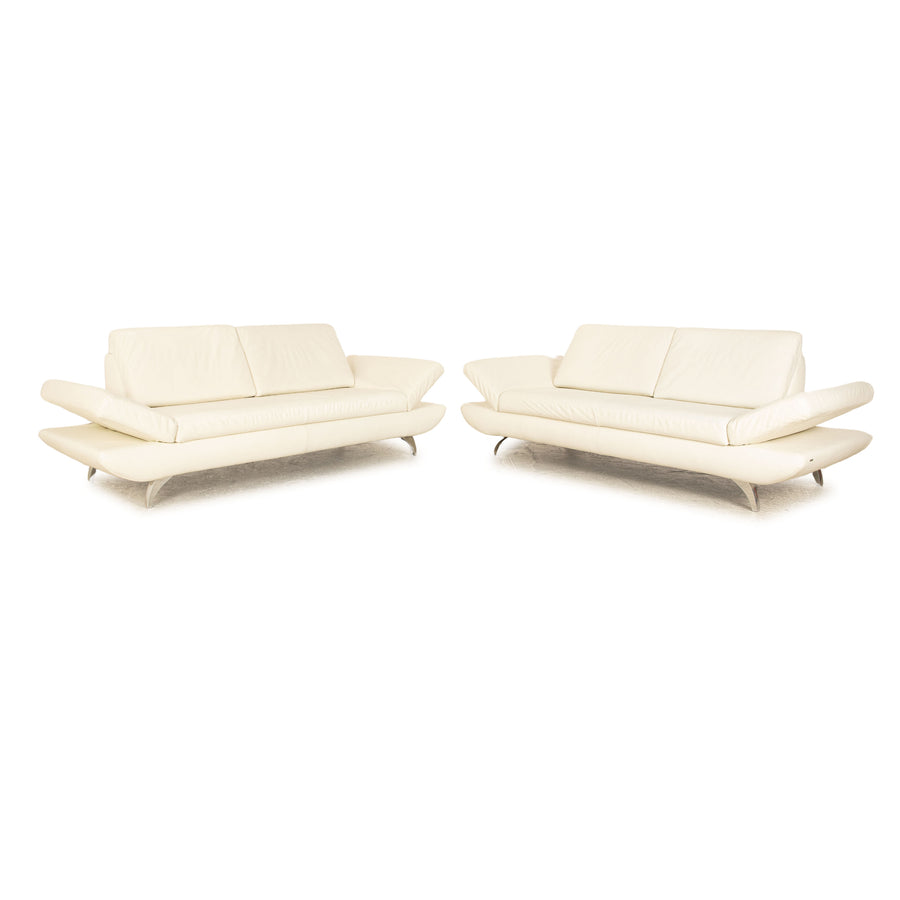 Koinor leather sofa set cream manual function 2x two-seater couch