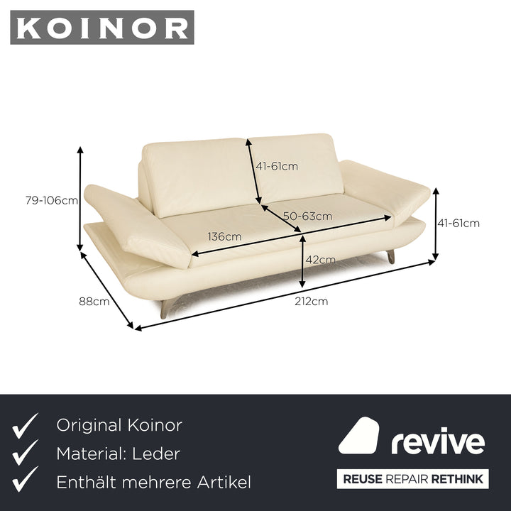 Koinor Leder Sofa Garnitur Creme manuelle Funktion 2x Zweisitzer Couch