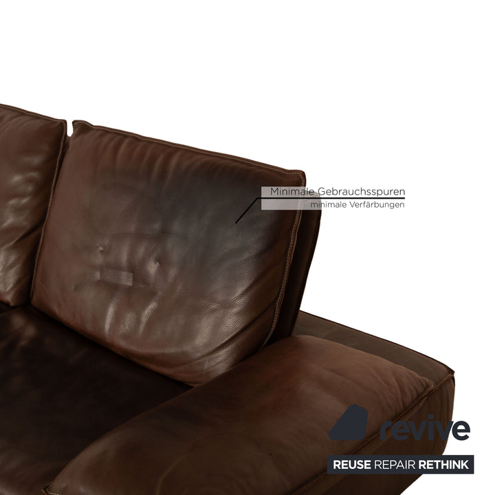 Canapé à fonction électrique marron deux places en cuir Koinor